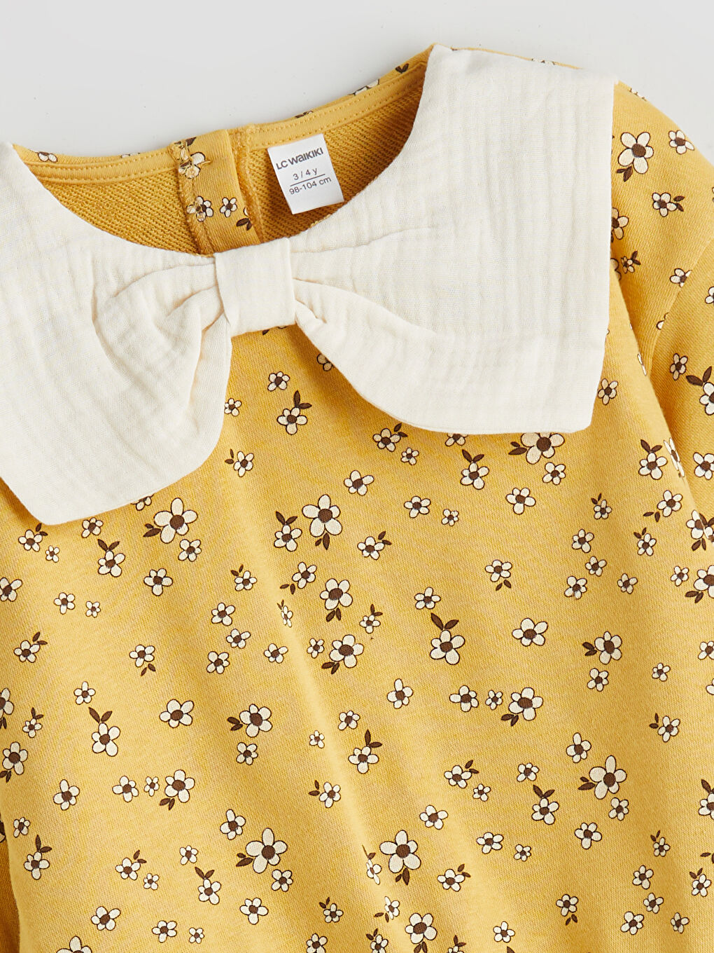 Bow Detailed Floral Girls' Sweatshirt-1
