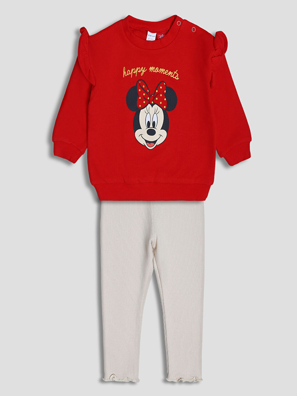 Crew Neck Minnie Mouse Printed Baby Girls' Sweatshirt and Leggings-1