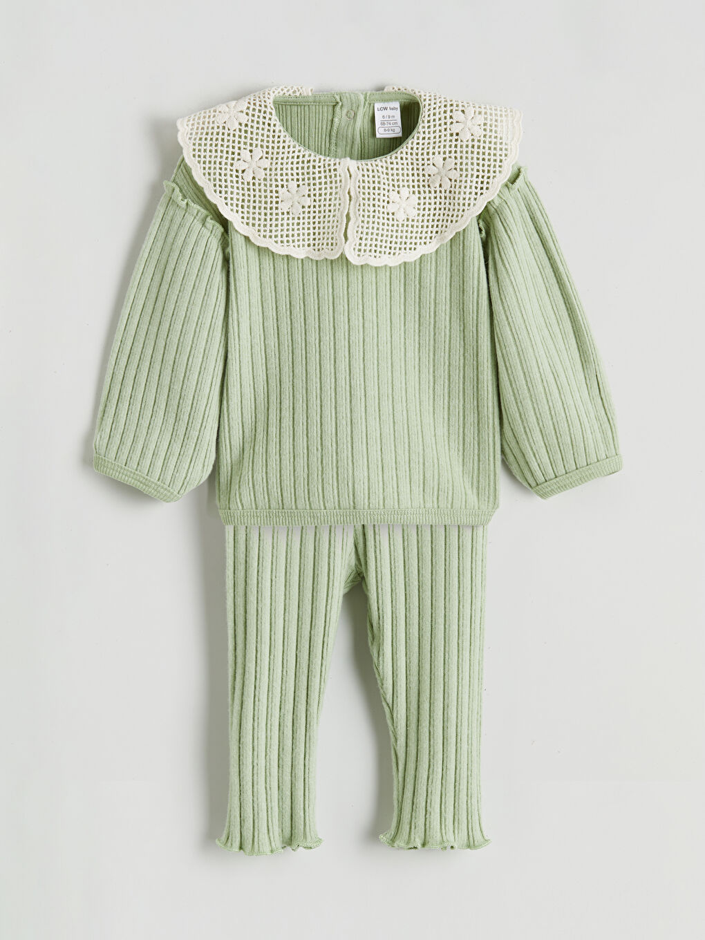 Bebe Collar Patterned Long Sleeved Baby Girl Blouse and Tights Set 2 Pack