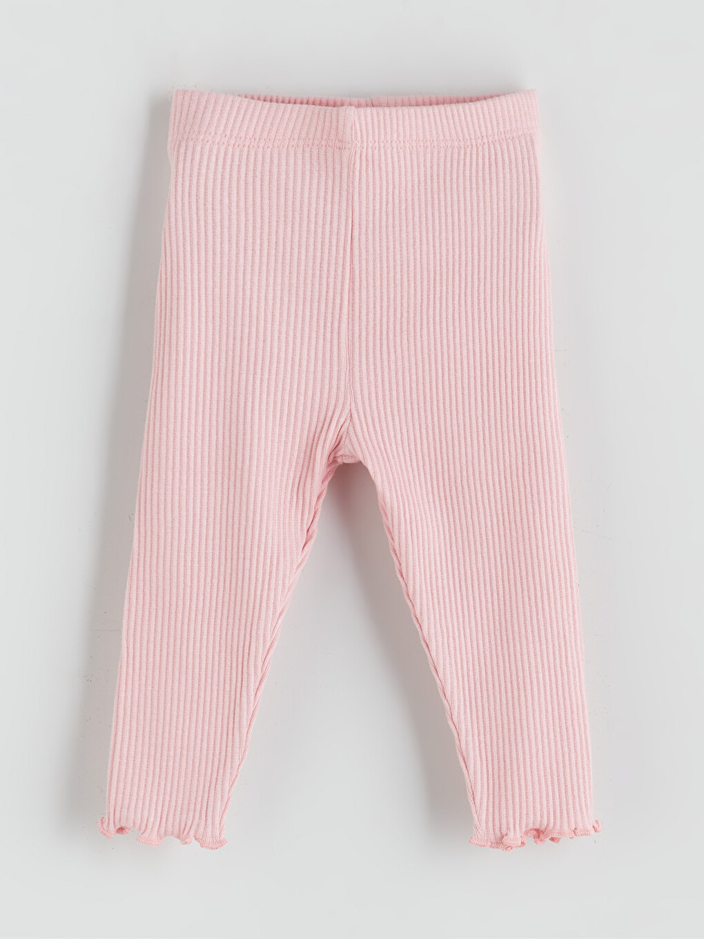 Pembe Beli Lastikli Kız Bebek Fitilli Tayt-1