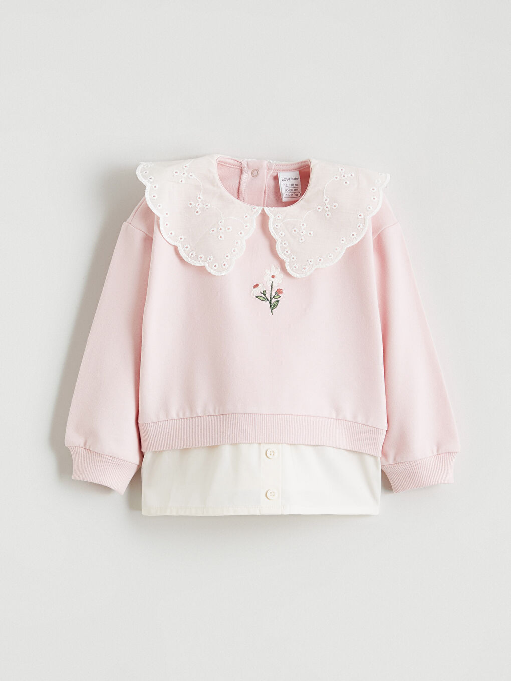 Pembe Bebe Yaka Kız Bebek Sweatshirt ve Tayt-1