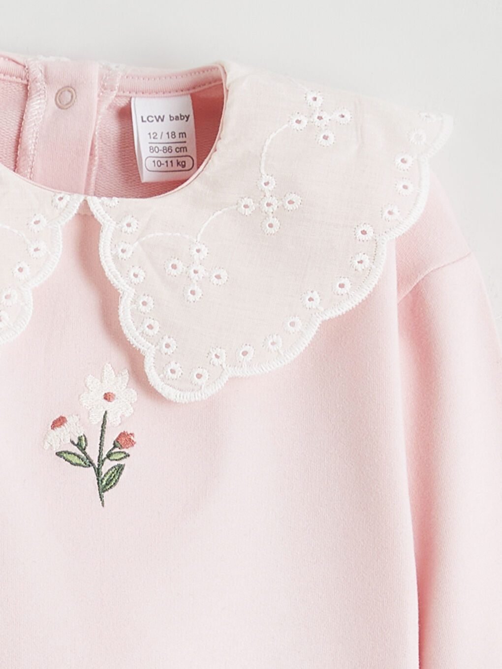 Pembe Bebe Yaka Kız Bebek Sweatshirt ve Tayt-2