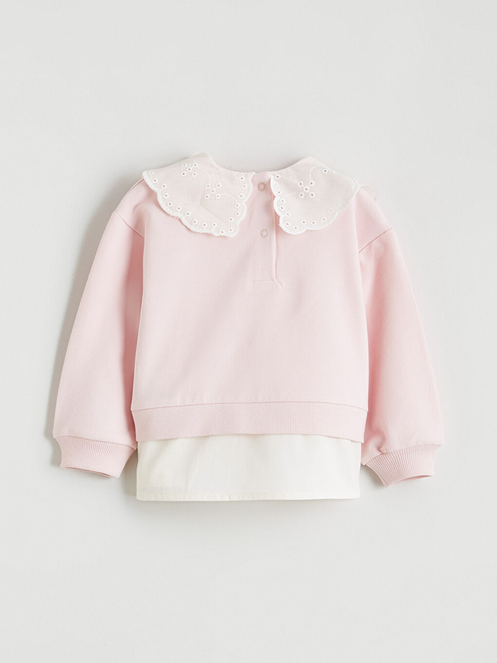 Pembe Bebe Yaka Kız Bebek Sweatshirt ve Tayt-3