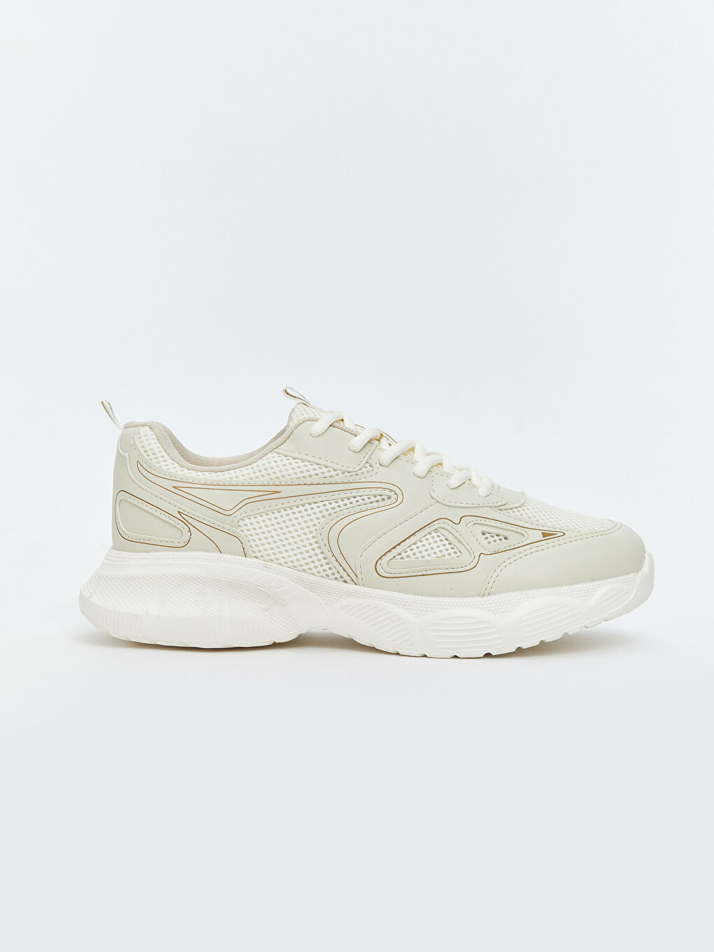 Bej Bağcıklı Kadın Spor Ayakkabı-1