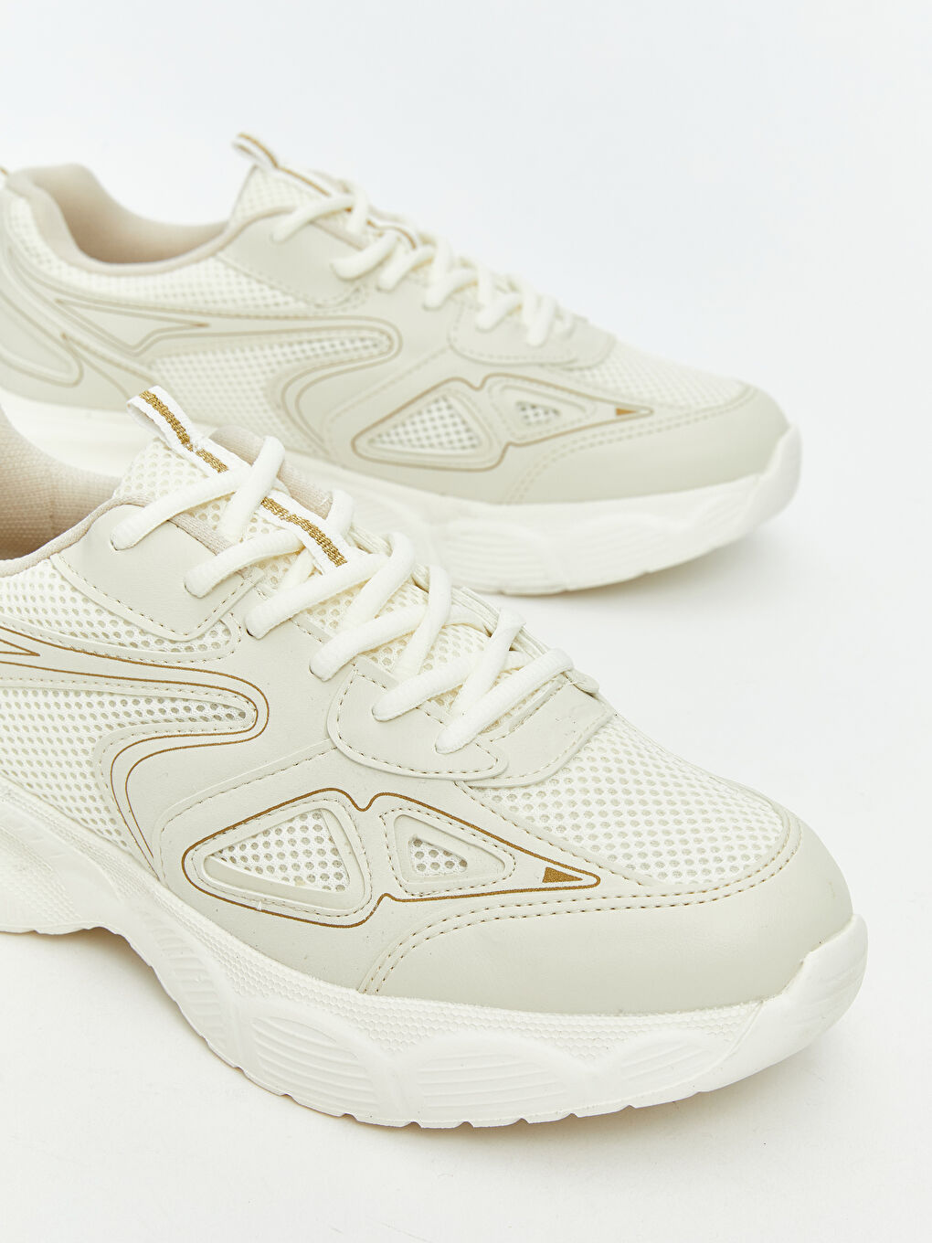 Bej Bağcıklı Kadın Spor Ayakkabı-2