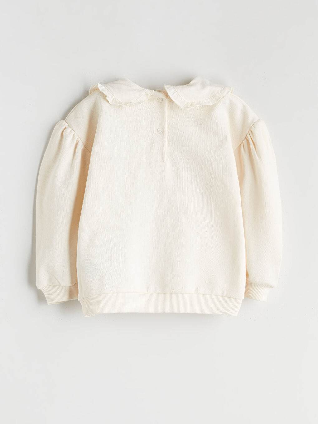 Ekru Bebe Yaka Baskılı Kız Bebek Sweatshirt-1