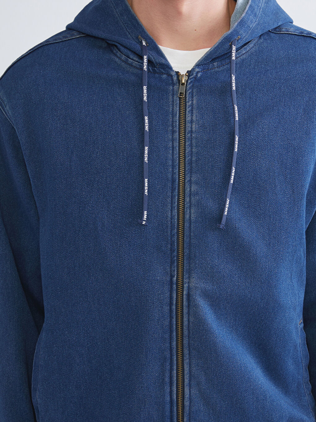 İndigo Rahat Kalıp Kapüşonlu Erkek Jean Ceket-2