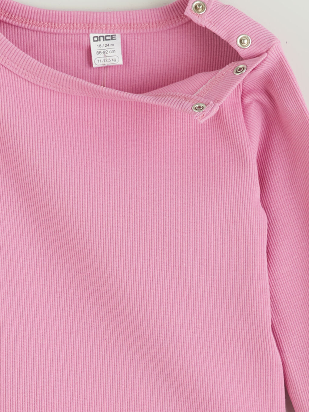 Pembe Bisiklet Yaka Basic Kız Bebek Çıtçıtlı Body-1