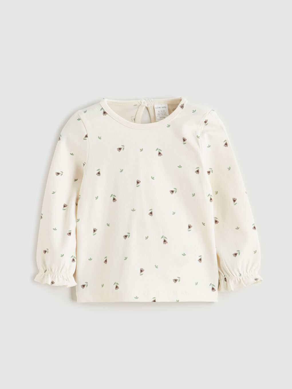Ekru Bisiklet Yaka Çiçekli Kız Bebek Bluz