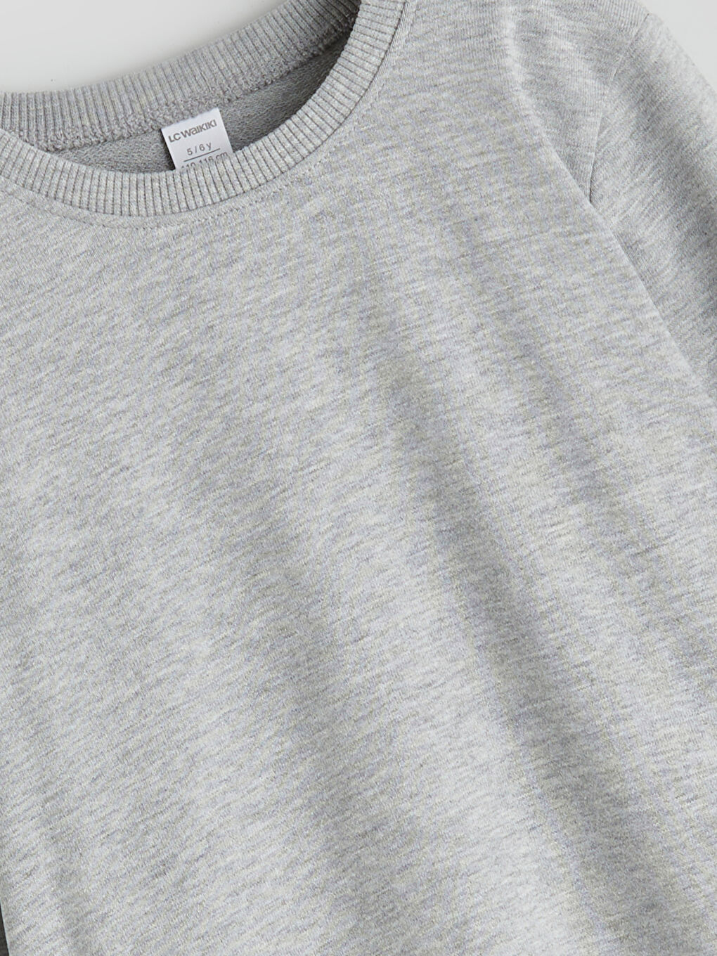 Gri Bisiklet Yaka Basic Erkek Çocuk Sweatshirt-2