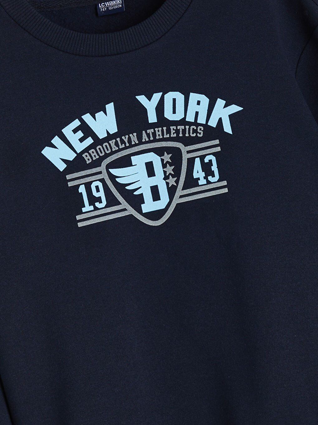 Lacivert Bisiklet Yaka New York Baskılı Erkek Çocuk Sweatshirt-1