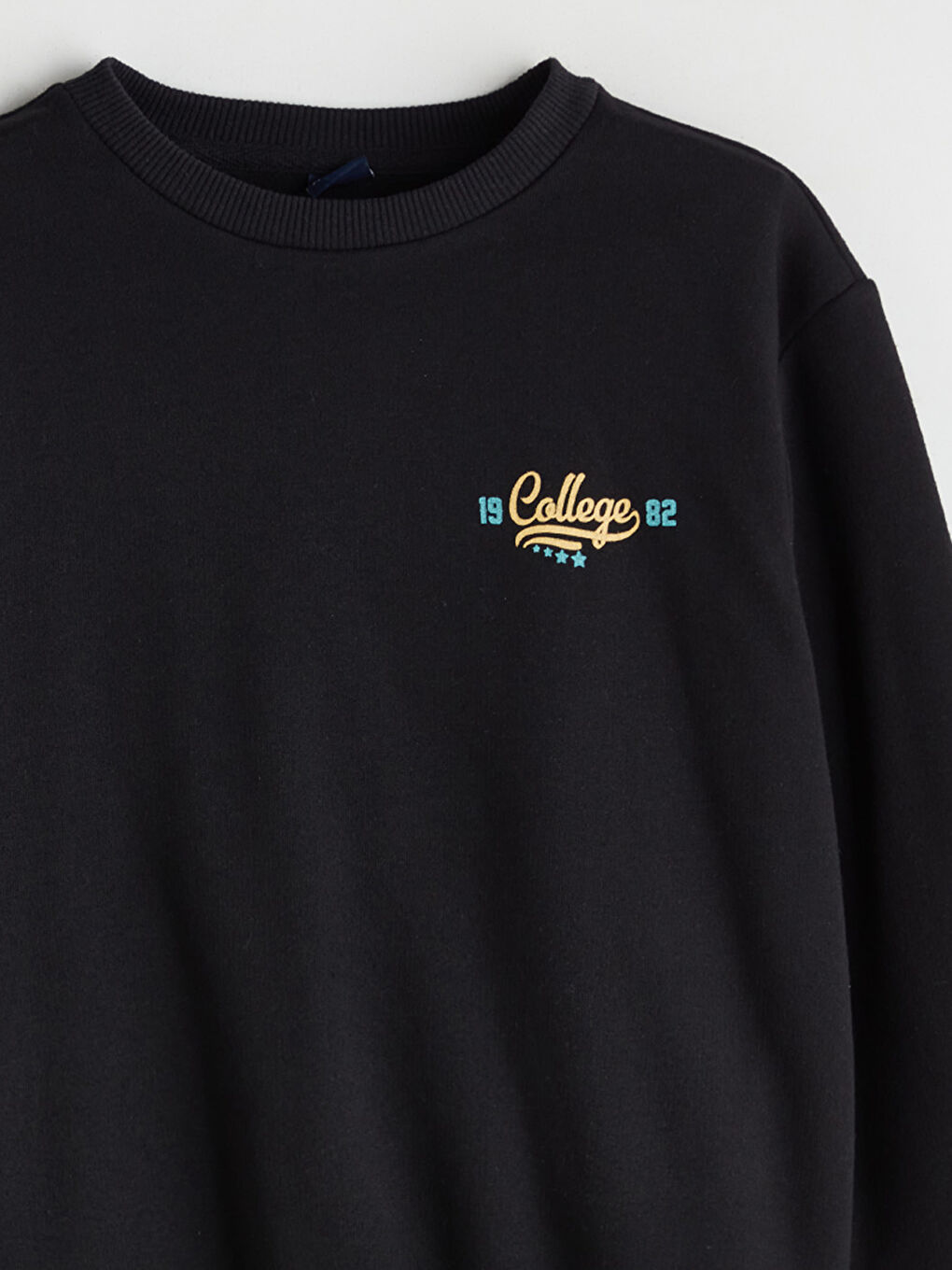 Siyah Bisiklet Yaka Baskılı Erkek Çocuk Sweatshirt-2