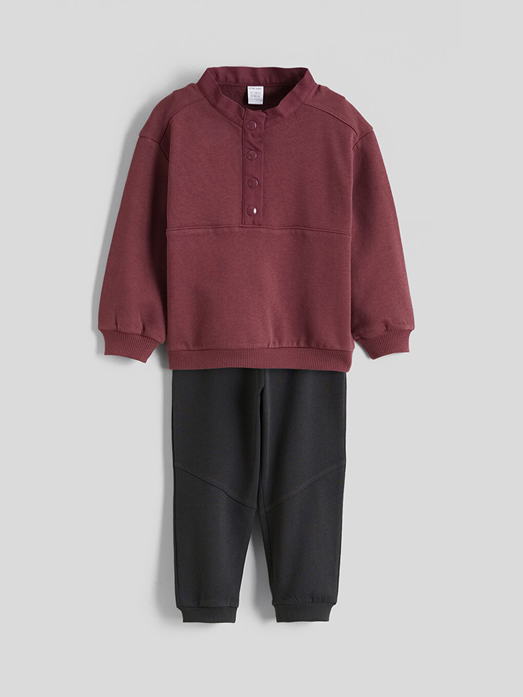 Bordo Erkek Bebek Kalın Sweatshirt ve Eşofman Altı