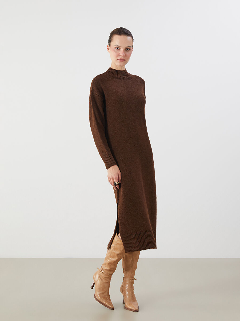 LCW Vision Half Turtleneck Women's Knitwear Dress -W5GK73Z8-RXE