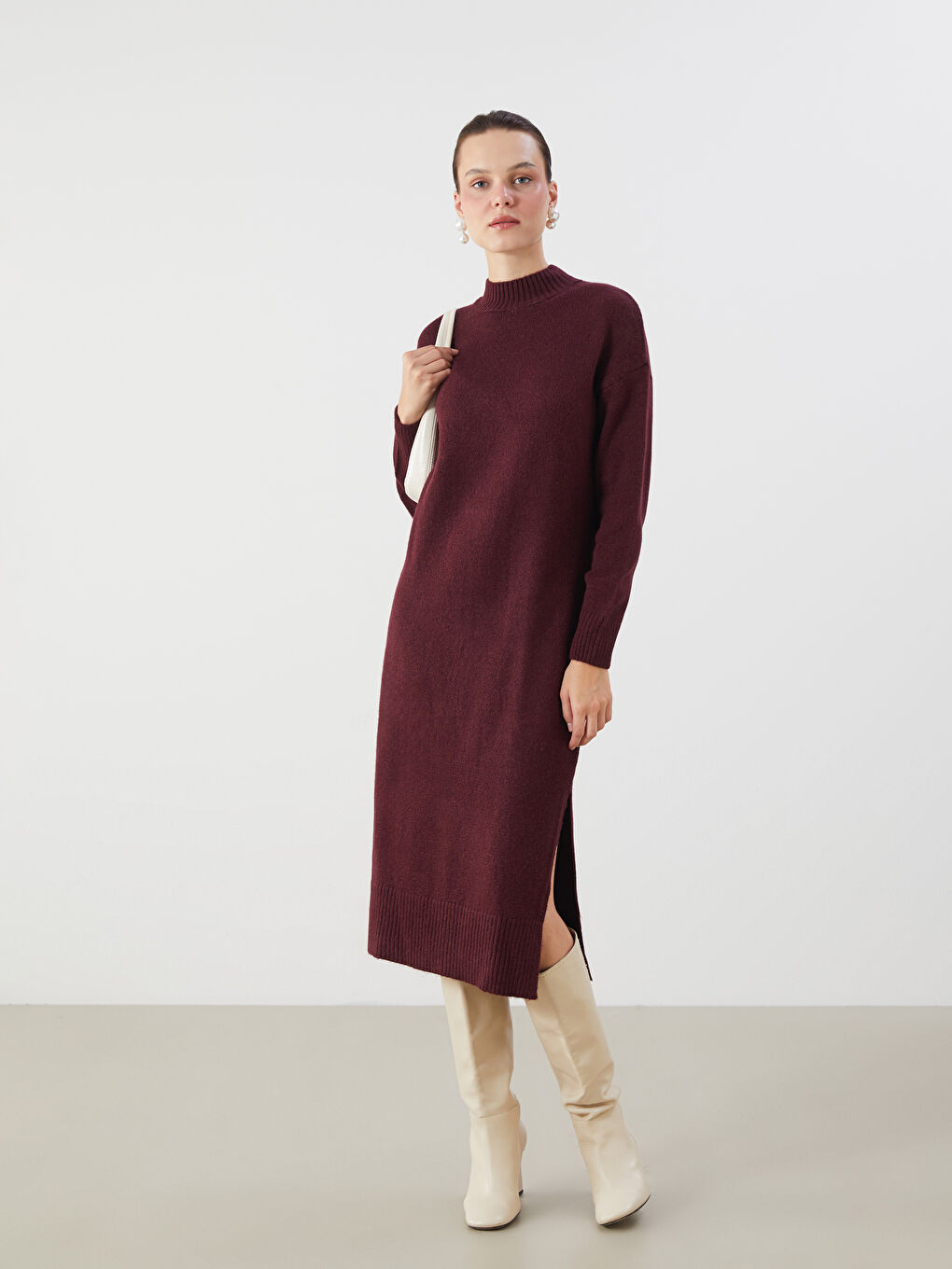 LCW Vision Half Turtleneck Women's Knitwear Dress -W5GK73Z8-RXM