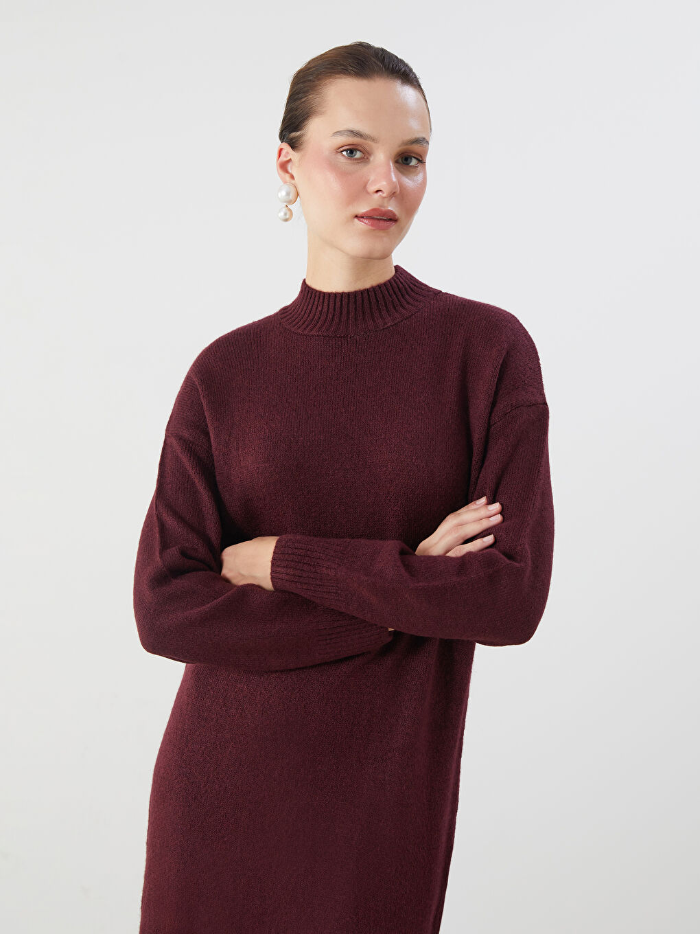 LCW Vision Half Turtleneck Women's Knitwear Dress -W5GK73Z8-RXM