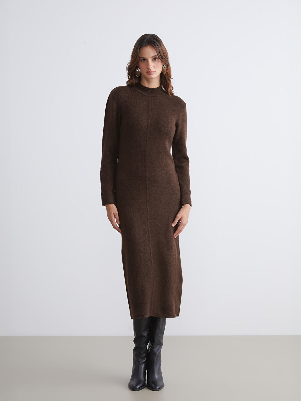 LCW Vision Crew Neck Knit Dress -W5GK74Z8-RXE