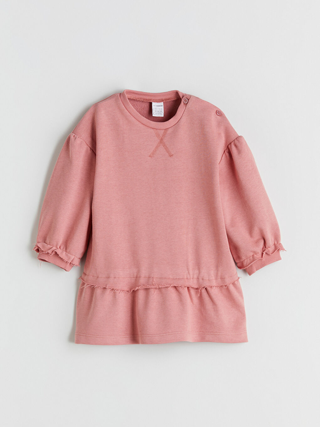 Crew Neck Long Sleeve Basic Baby Girls' Dress