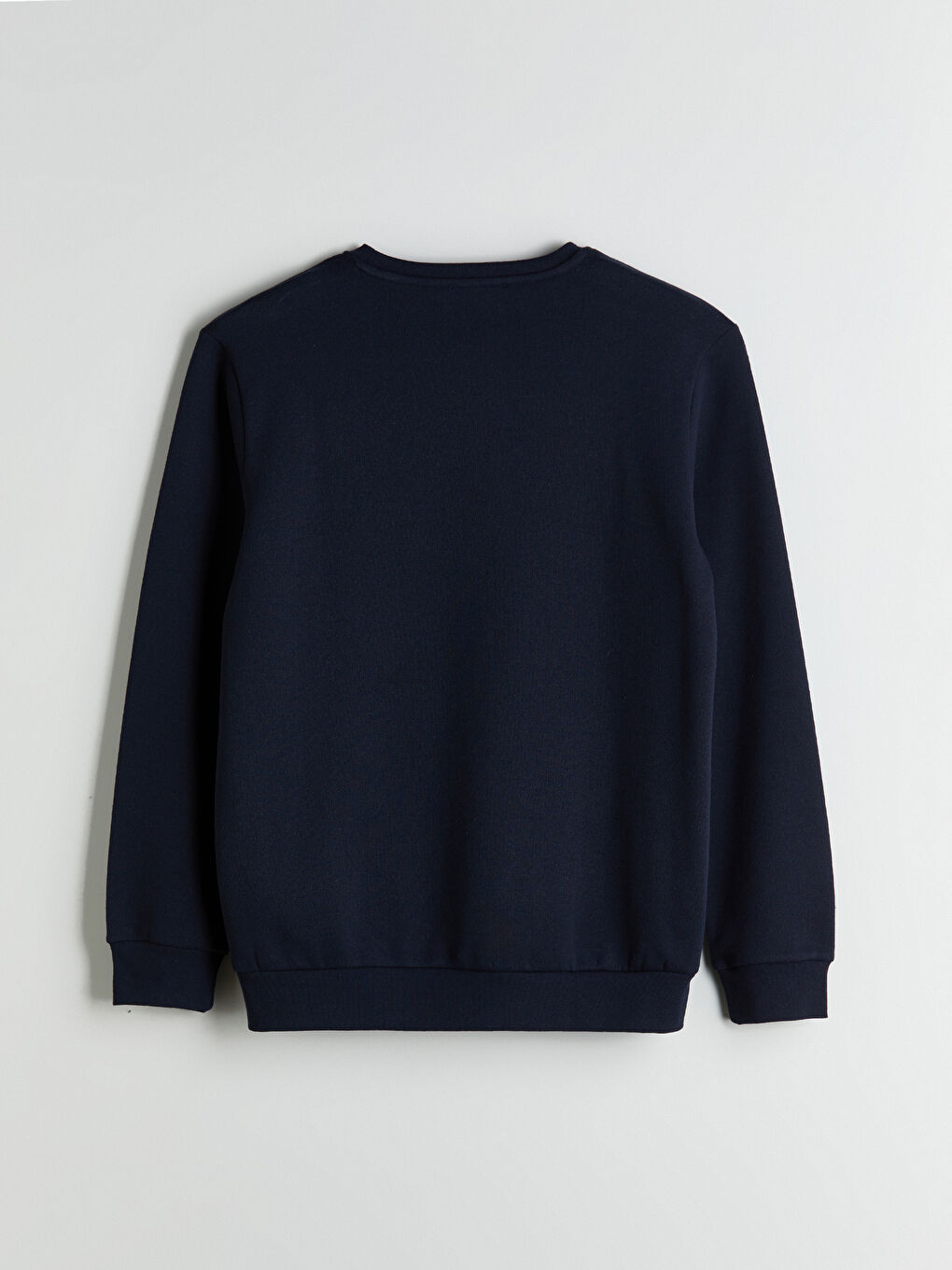 Lacivert Bisiklet Yaka Baskılı Erkek Sweatshirt-5