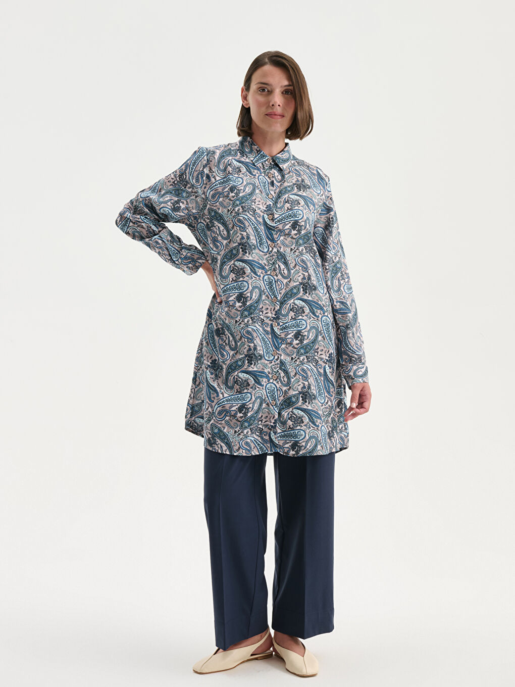 Patterned Women's Shirt Tunic-3