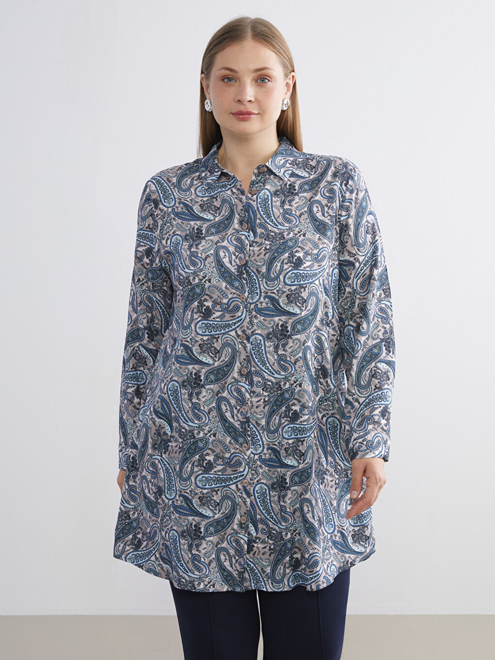 Patterned Women's Shirt Tunic-1