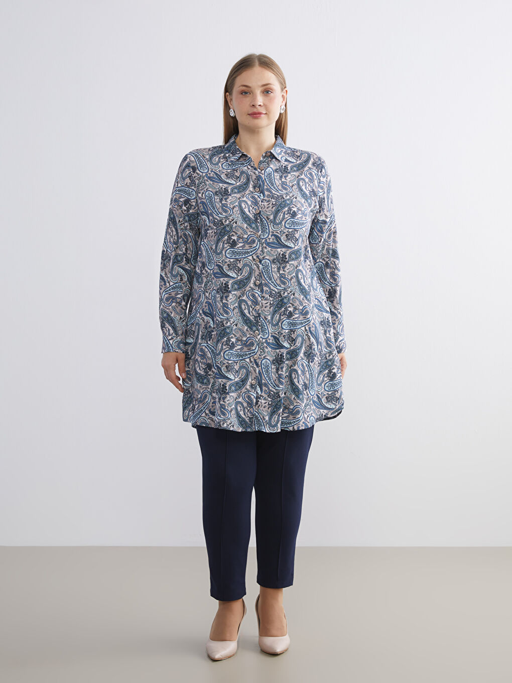 Patterned Women's Shirt Tunic-2