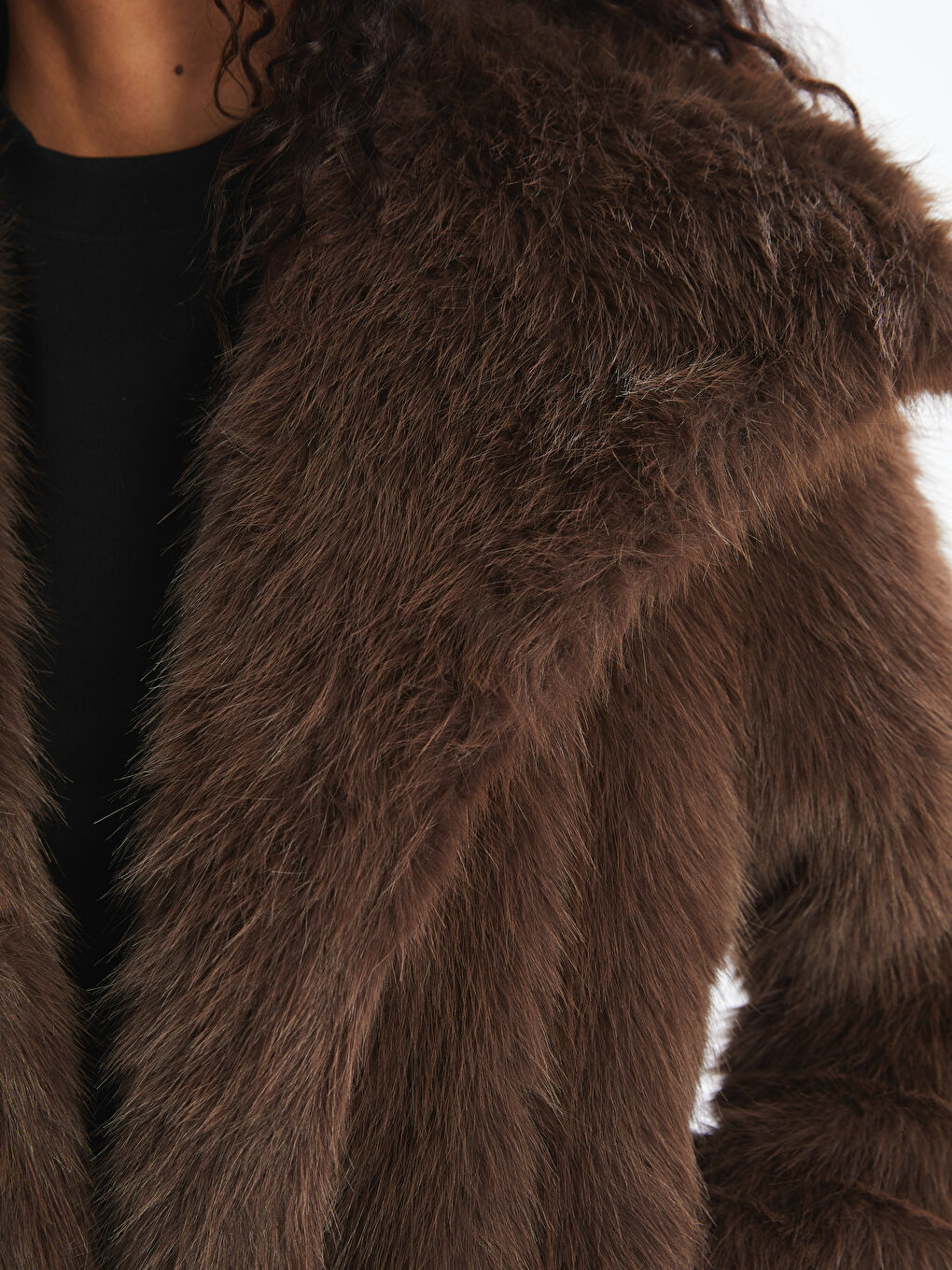 Jacket Neck Women's Fur Overcoat-2