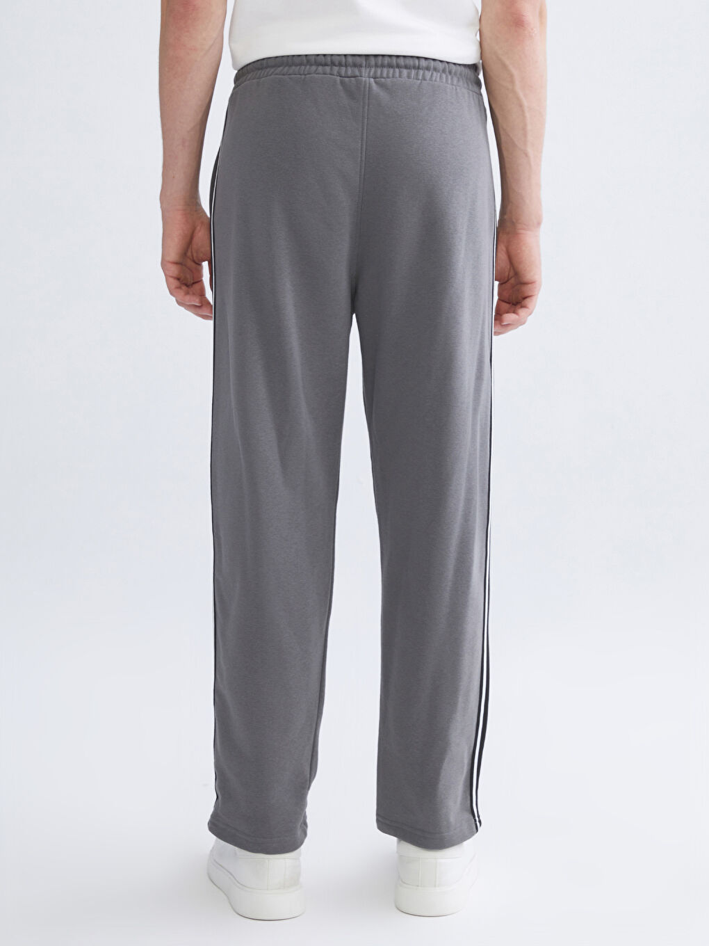 Gri Rahat Kalıp Erkek Kalın Eşofman Altı-3