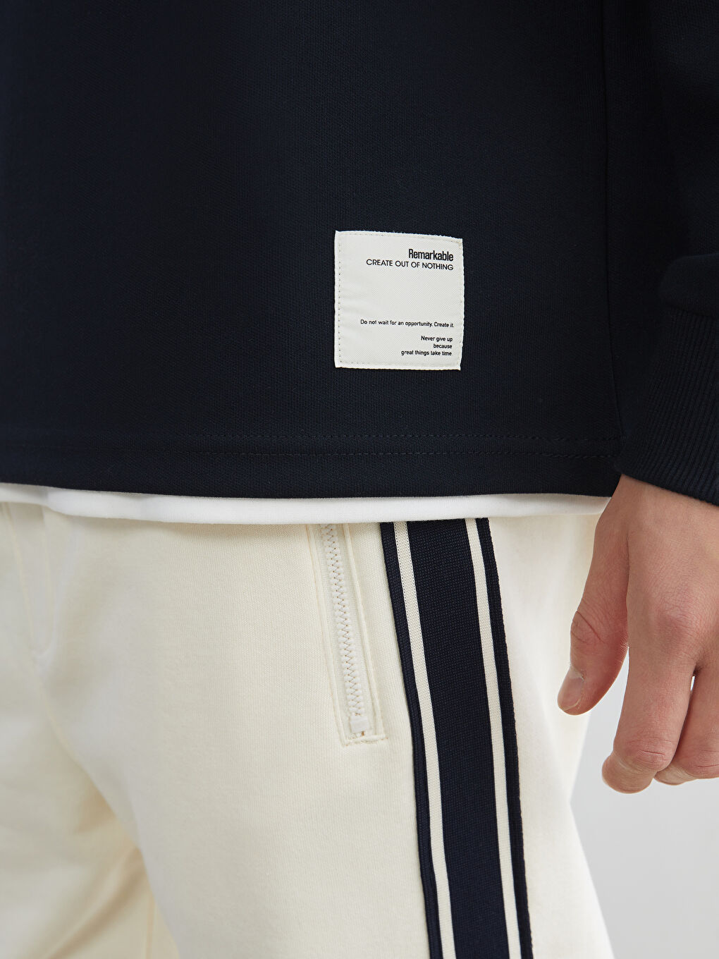 Lacivert Bisiklet Yaka Erkek Sweatshirt-2