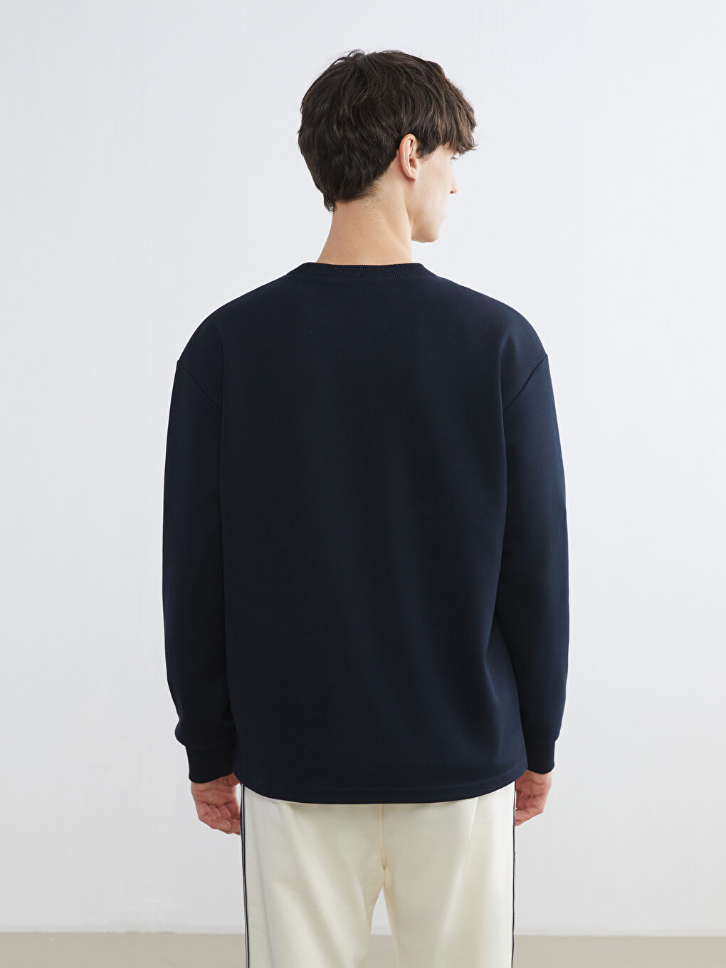 Lacivert Bisiklet Yaka Erkek Sweatshirt-3