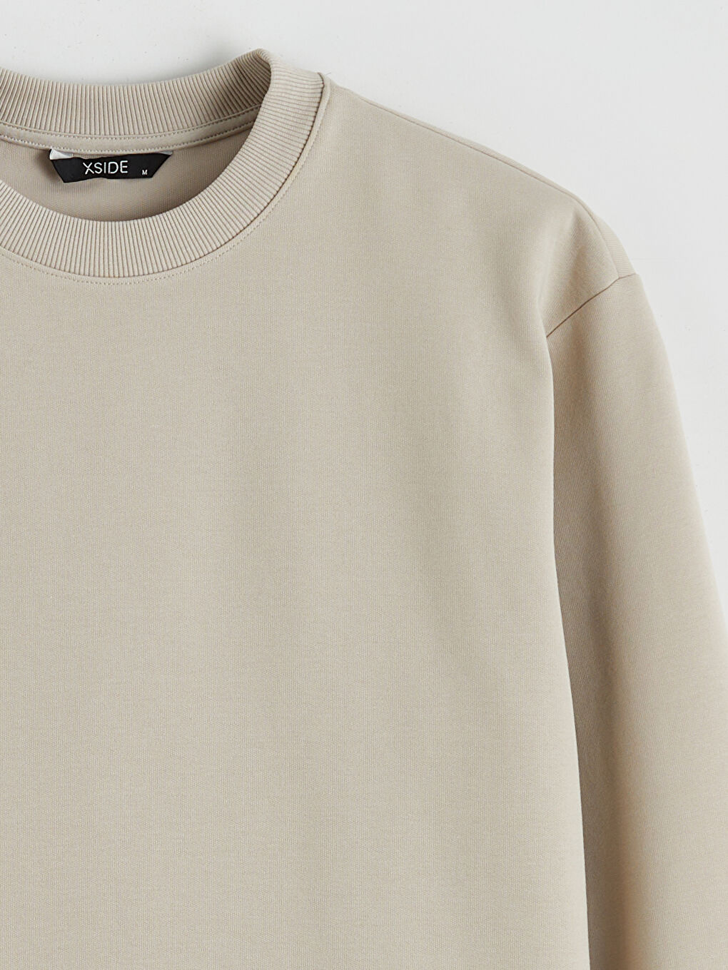 Bej Bisiklet Yaka Erkek Sweatshirt-6