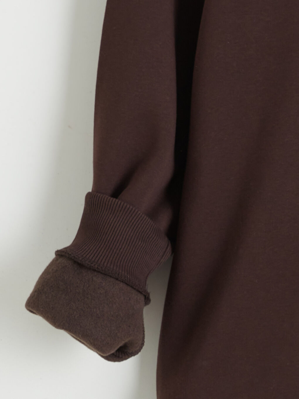 Kahverengi Dik Yaka Renk Bloklu Erkek Kalın Sweatshirt-5