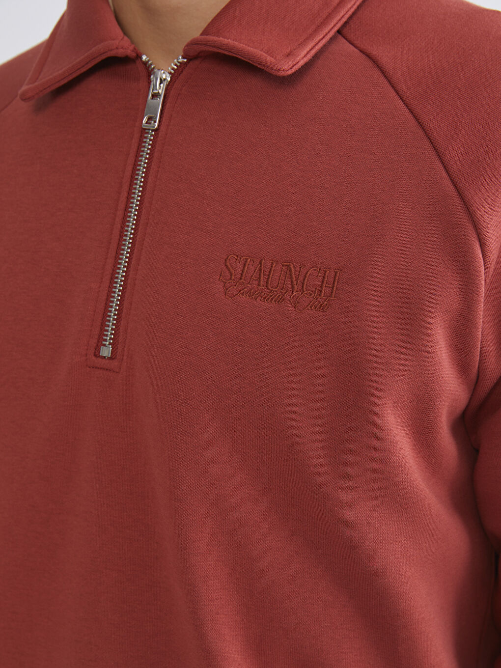 Bordo Polo Yaka Erkek Sweatshirt-2