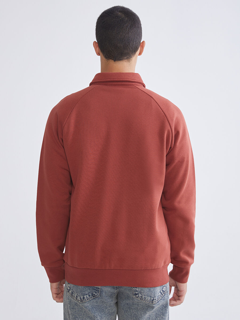 Bordo Polo Yaka Erkek Sweatshirt-3