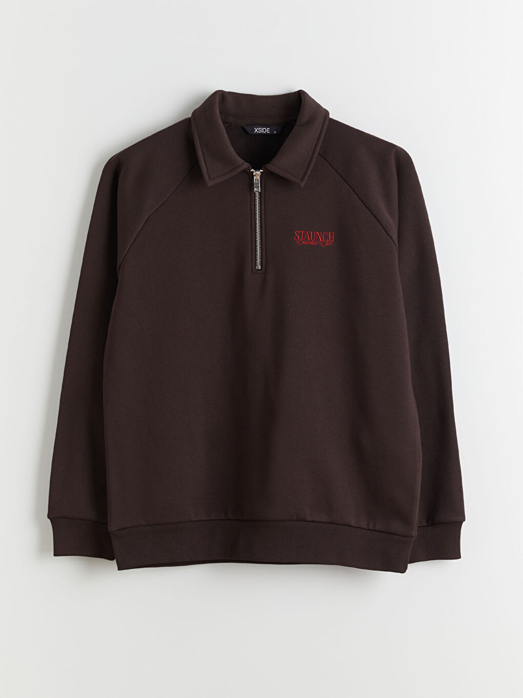 Kahverengi Polo Yaka Erkek Kalın Sweatshirt-4