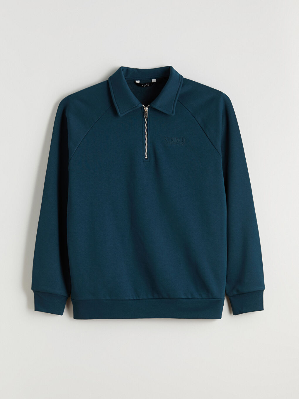 Petrol Polo Yaka Erkek Kalın Sweatshirt-6