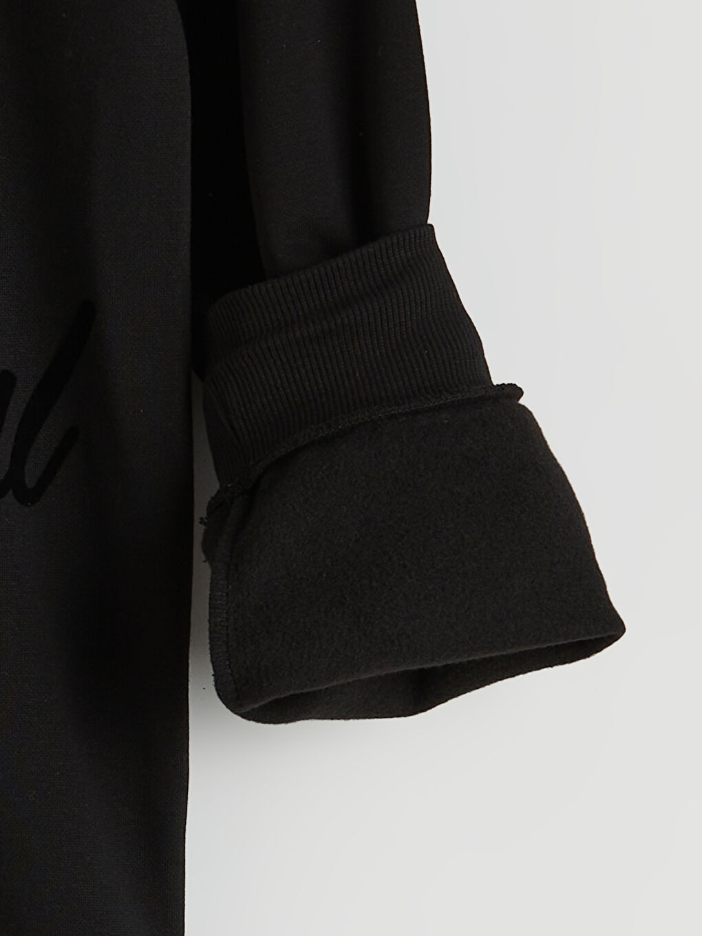 Siyah Bisiklet Yaka Baskılı Erkek Kalın Sweatshirt-5