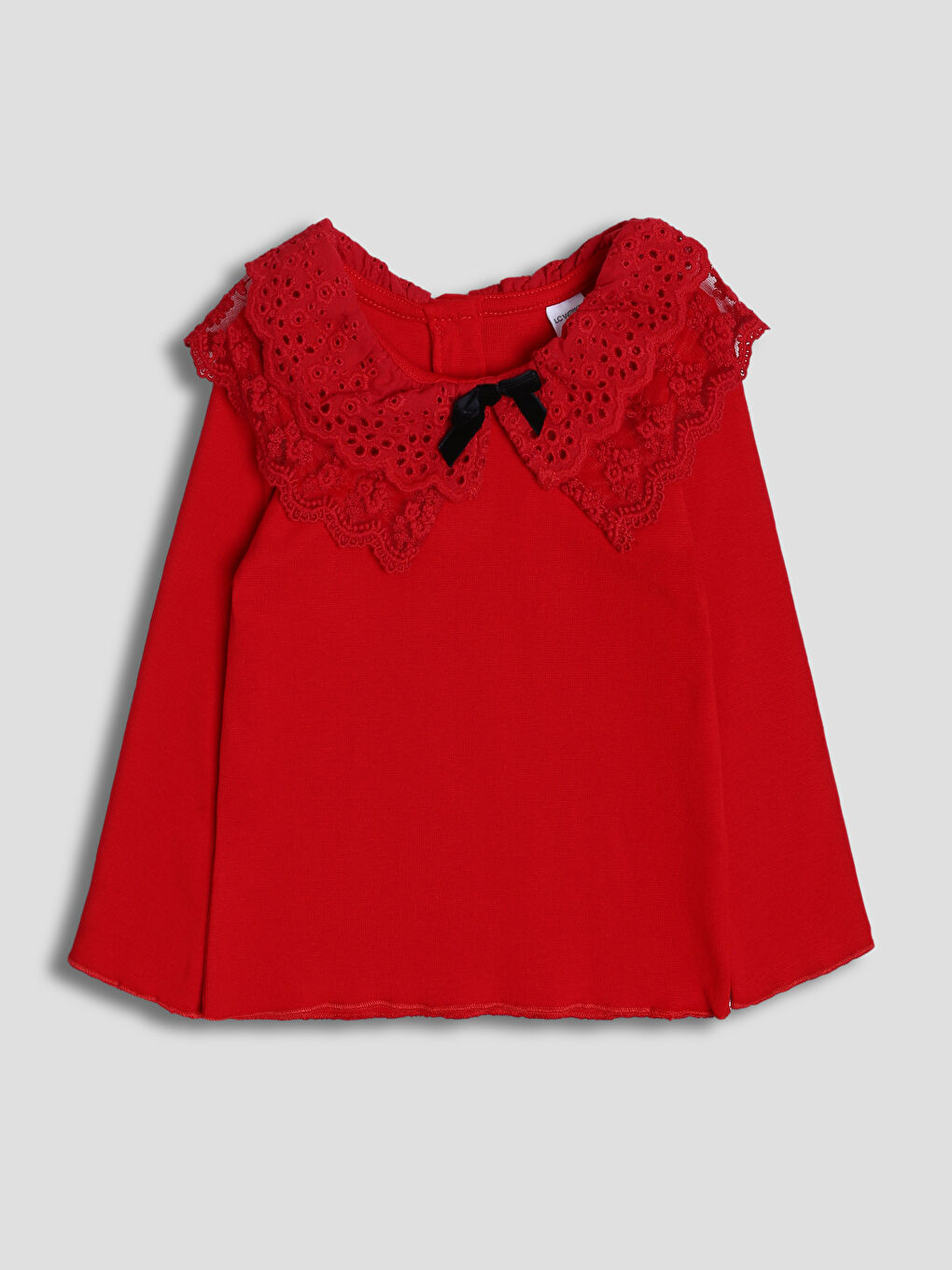 Crew Neck Lace Detailed Girls' Blouse