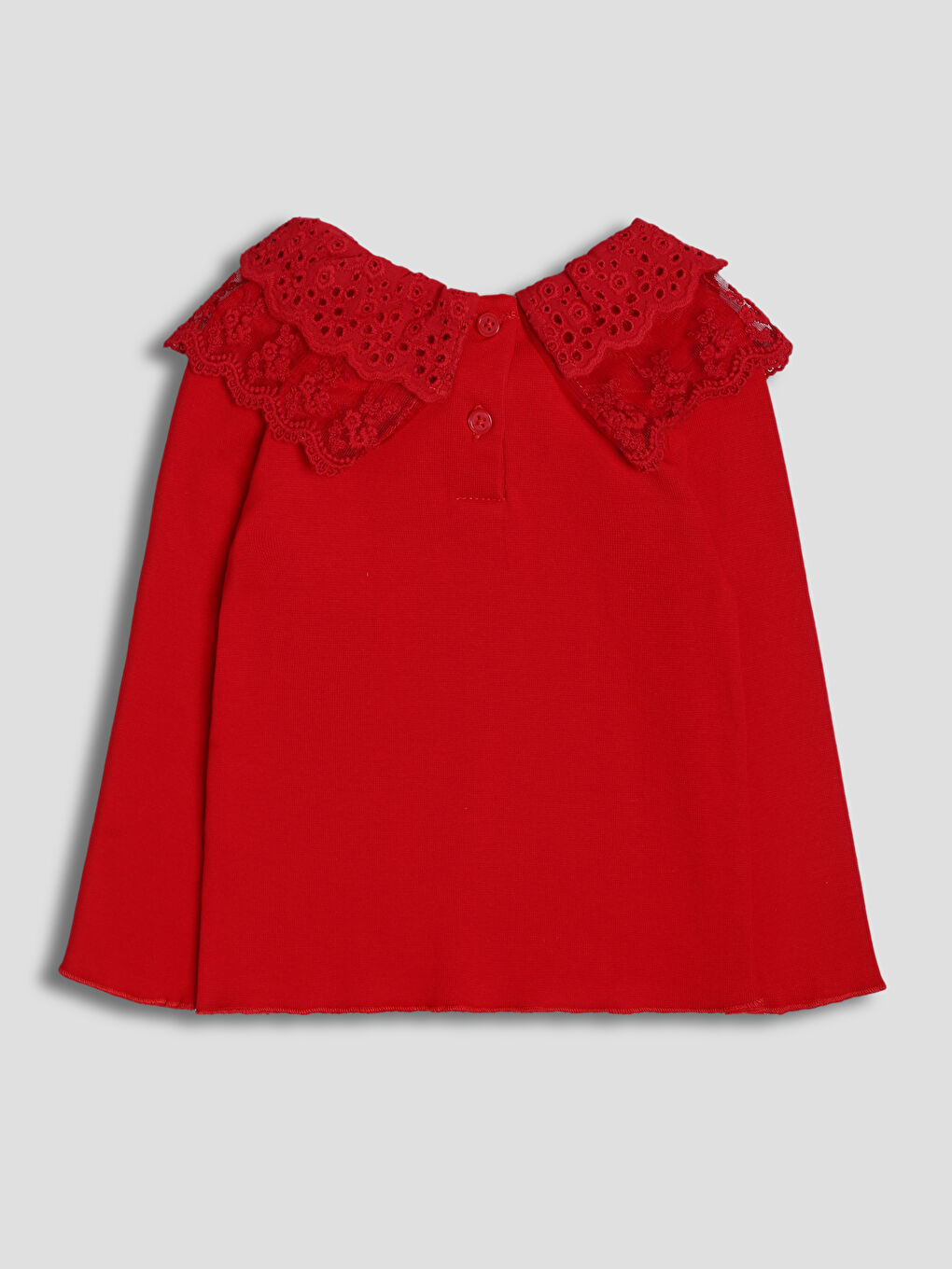 Crew Neck Lace Detailed Girls' Blouse-1