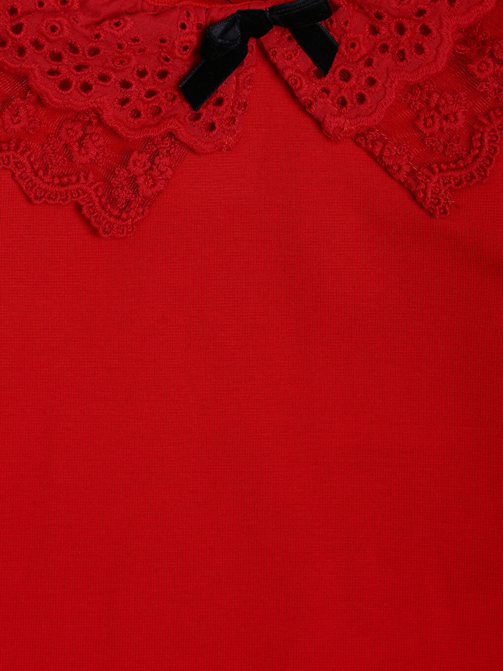 Crew Neck Lace Detailed Girls' Blouse-2