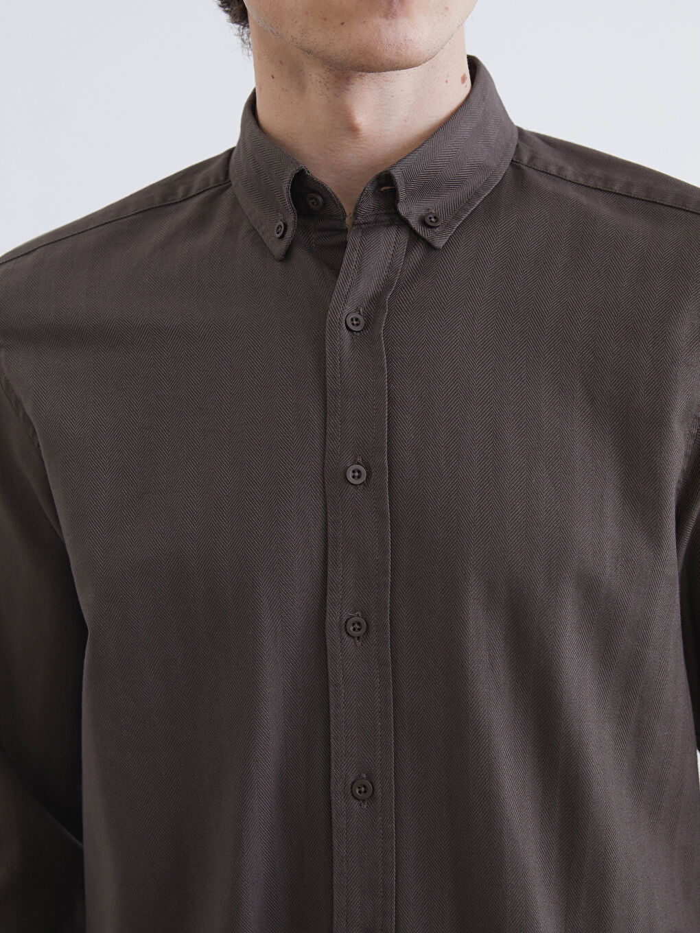 Kahverengi Regular Fit Uzun Kollu Erkek Gömlek-2