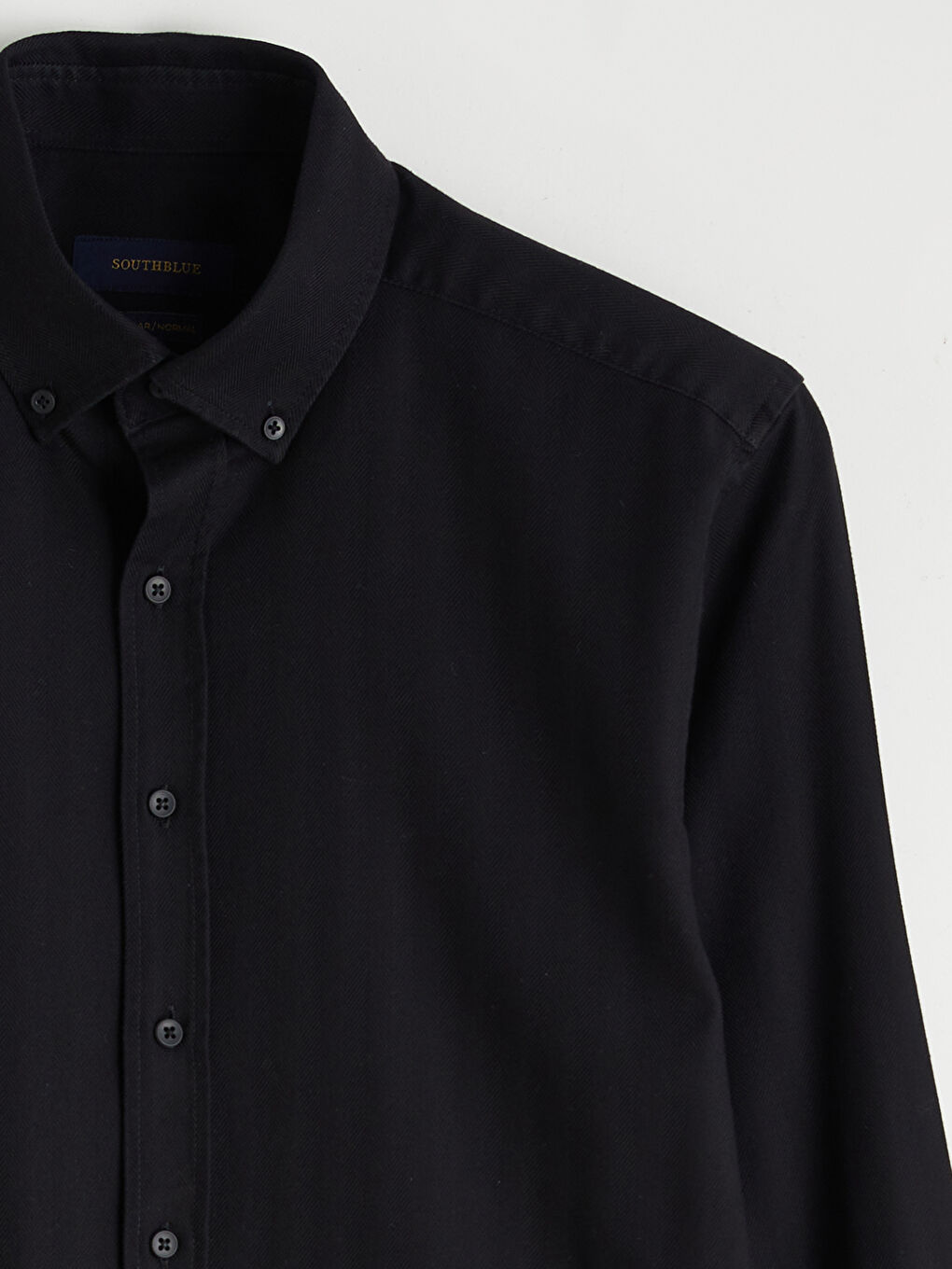 Siyah Regular Fit Uzun Kollu Erkek Gömlek-5