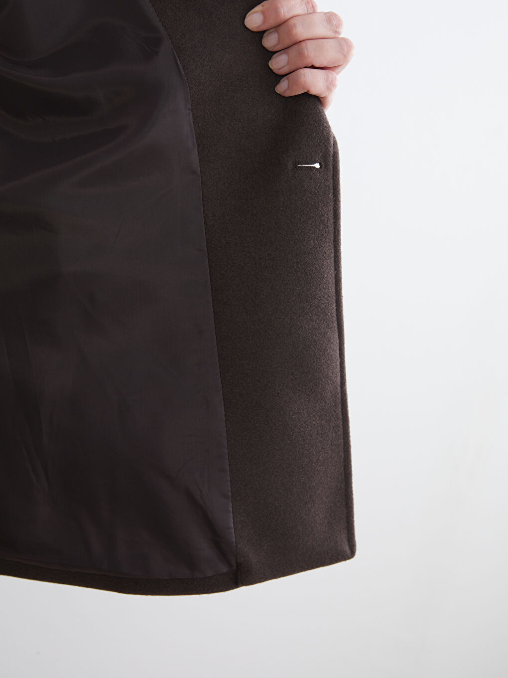 Kahverengi Kruvaze Yaka Kadın Kaşe Kaban-3