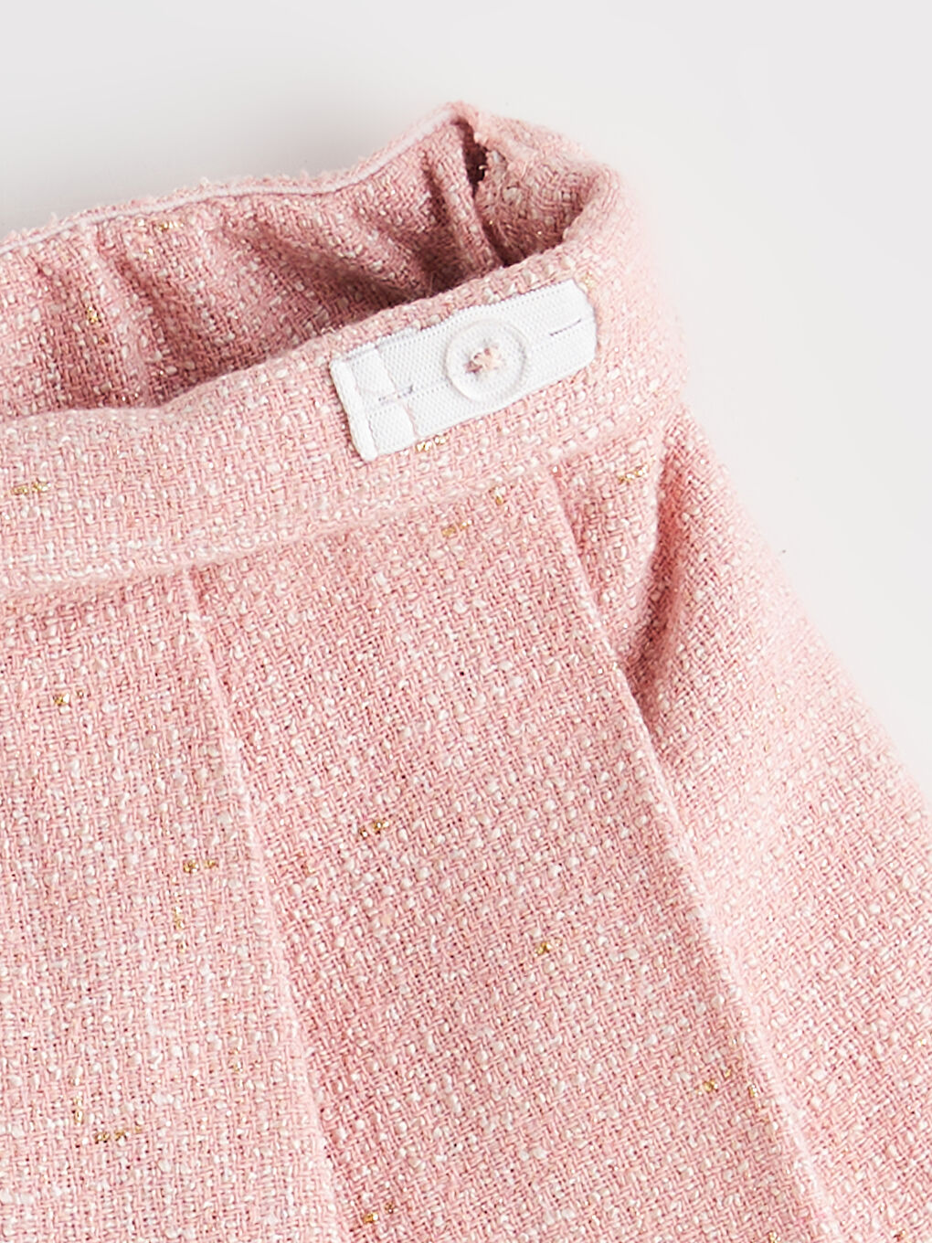 Pembe Beli Lastikli Pileli Tüvit Kız Çocuk Şort Etek-2