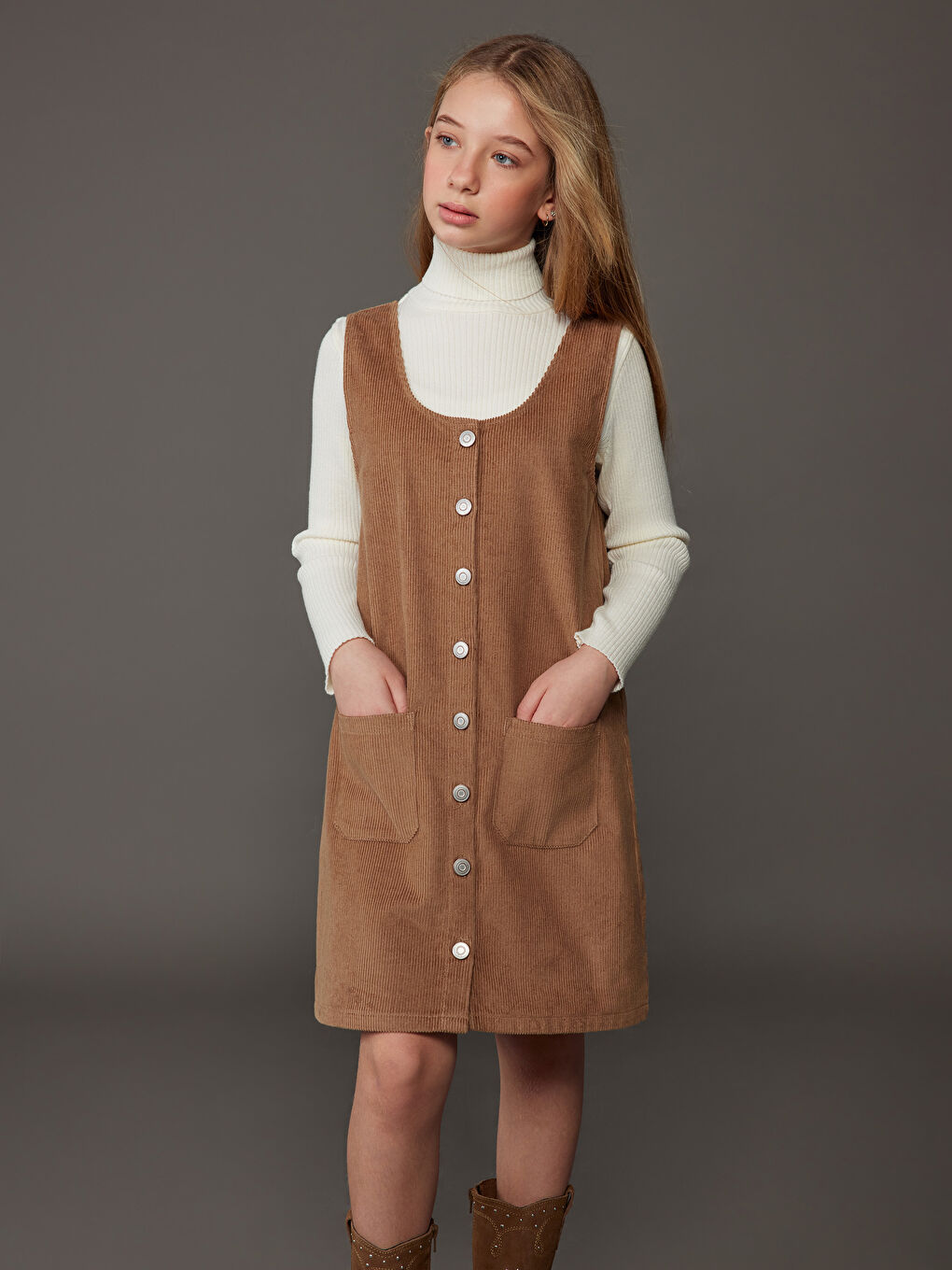 Φόρεμα Βελούδο Λαιμόκοψη U για Κορίτσια-1