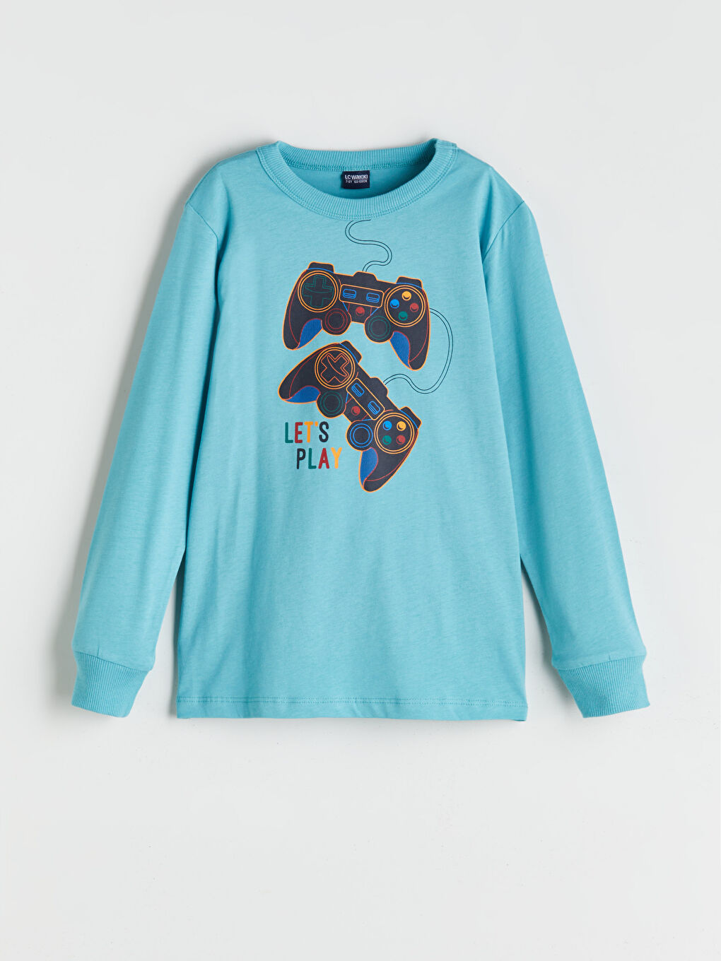 Turkuaz Bisiklet Yaka Erkek Çocuk Pijama Üst