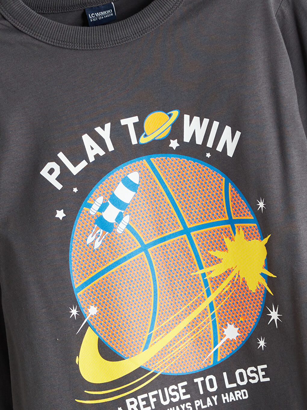 Antrasit Bisiklet Yaka Erkek Çocuk Pijama Üst-1