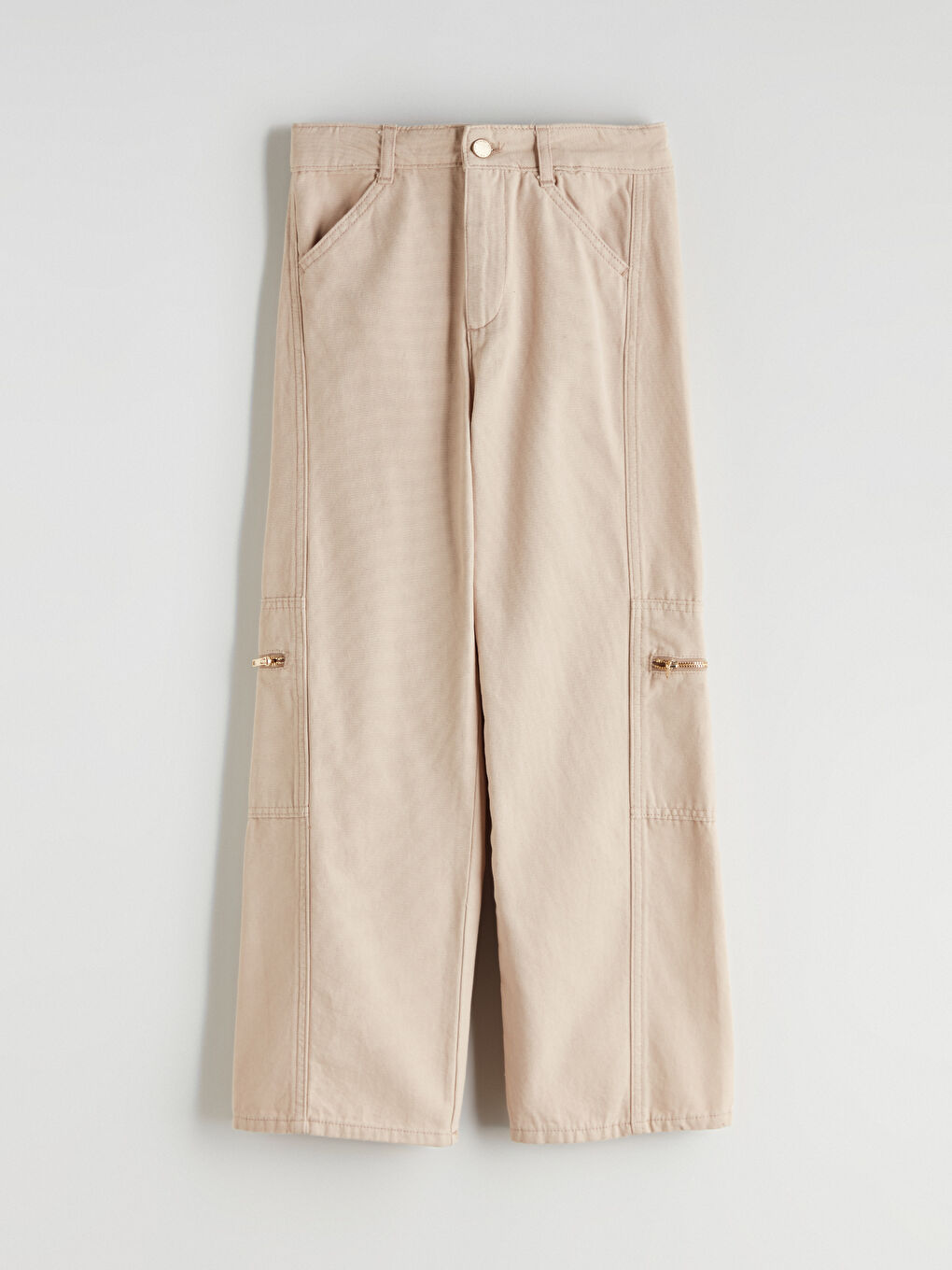 Bej Wideleg Kız Çocuk Kargo Pantolon