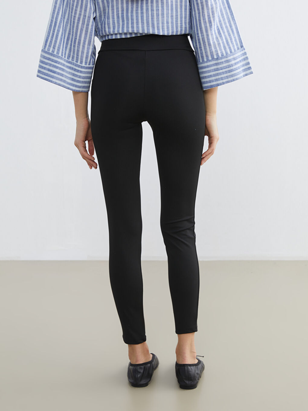 Siyah Beli Lastikli Kadın Tayt-3