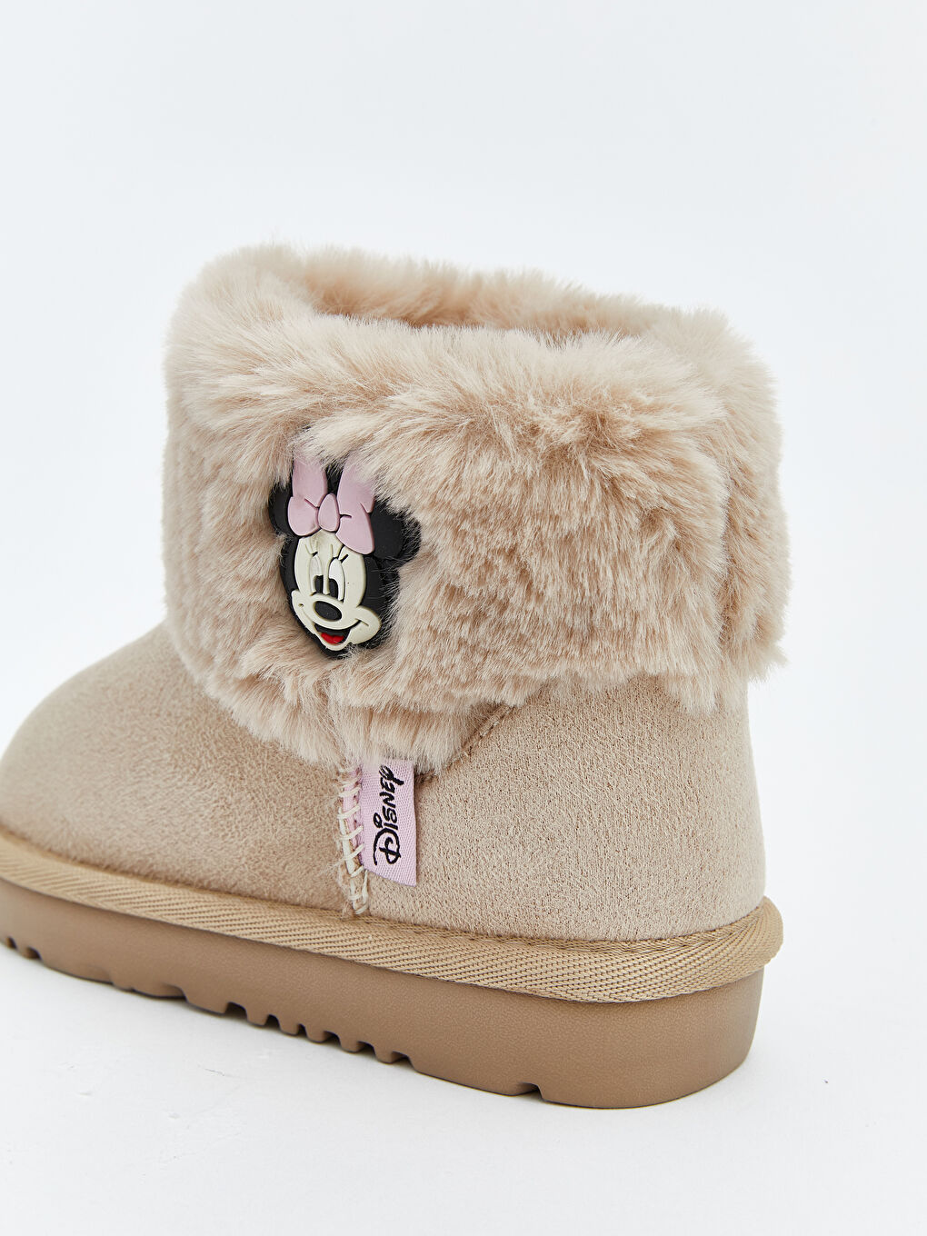 Bej Minnie Mouse Nakışlı Kız Bebek Bot-5